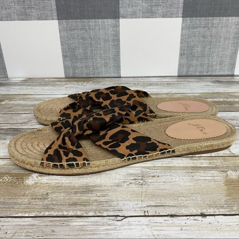 J.Crew Twisted Knot Espadrille Leopard Slide Sandal - Picture 6 of 12